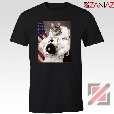 Astronaut Cat Black Tshirt