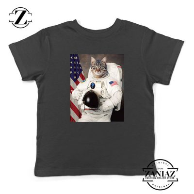 Astronaut Cat Kids Black Tshirt