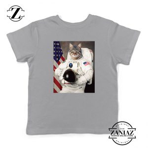 Astronaut Cat Kids Grey Tshirt