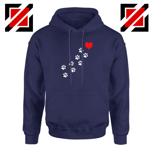 Paws Dogs Heart Navy Blue Hoodie
