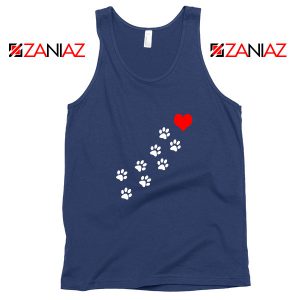 Paws Dogs Heart Navy Blue Tank Top