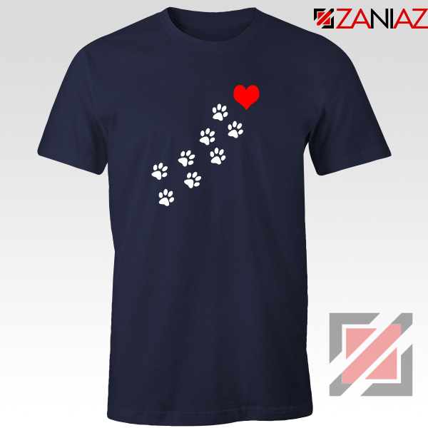 Paws Dogs Heart Navy Blue Tshirt