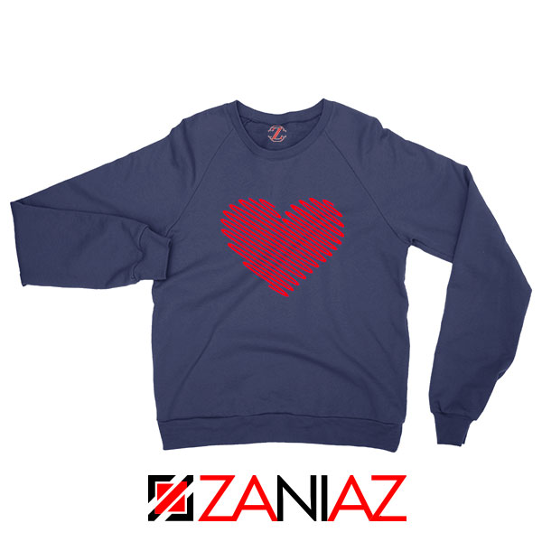 Red Heart Diagonal Navy Blue Sweatshirt