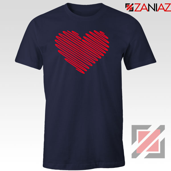 Red Heart Diagonal Navy Blue Tshirt