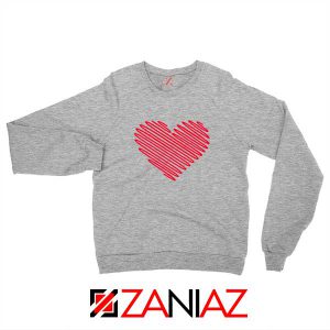 Red Heart Diagonal Sport Grey Sweatshirt