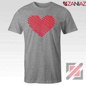 Red Heart Diagonal Sport Grey Tshirt
