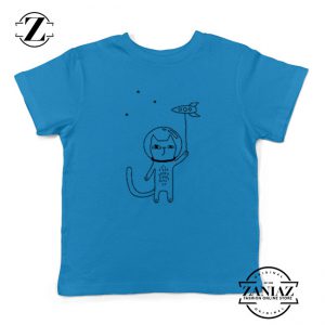 Space Cat Kids Blue Tshirt
