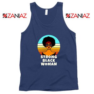 Strong Black Woman Navy Blue Tank Top