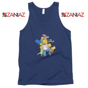 Simpson Family Loves Donuts Navy Blue Tank Top