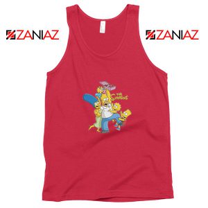 Simpson Family Loves Donuts Red Tank Top