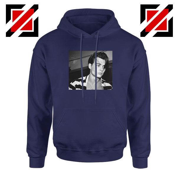 Young Johnny Depp Navy Blue Hoodie