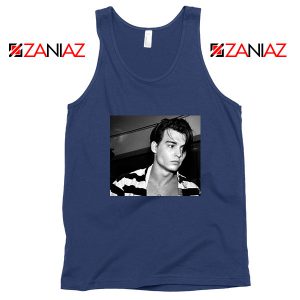 Young Johnny Depp Navy Blue Tank Top