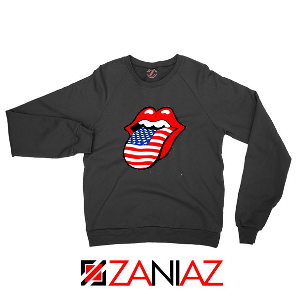 American Flag Tongue and Lips Black Sweatshirt