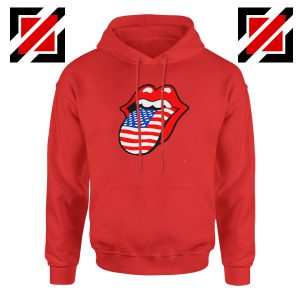 American Flag Tongue and Lips Red Hoodie