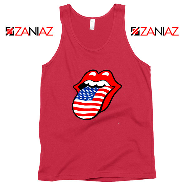 American Flag Tongue and Lips Red Tank Top