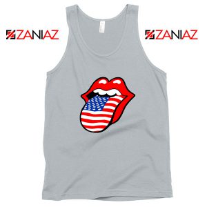 American Flag Tongue and Lips Sport Grey Tank Top