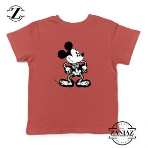Mickey Mouse Skull Red Kids Tshirt