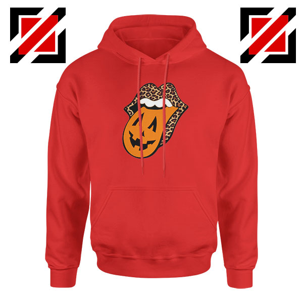 Leopard Pumpkin Mouth Tongue Red Hoodie