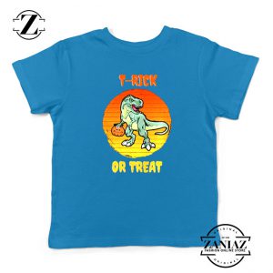 Trick or Treat Trex Kids Blue Tshirt