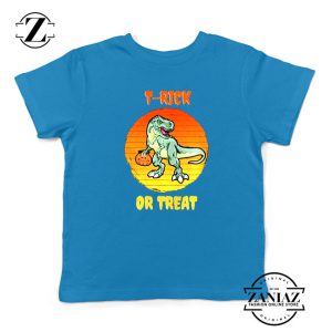 Trick or Treat Trex Kids Blue Tshirt