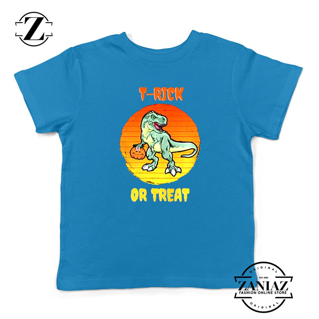 Trick or Treat Trex Kids Blue Tshirt