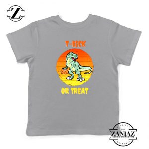 Trick or Treat Trex Kids Sport Grey Tshirt