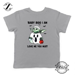 Baby Yoda Boo Kids Sport Grey Tshirt