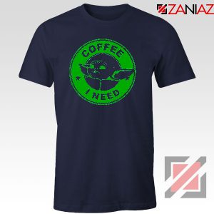Grogu Need Coffee Navy Blue Tshirt