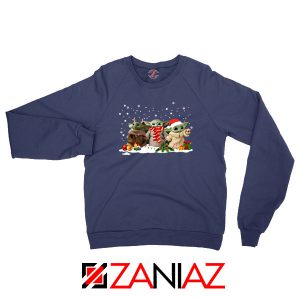 Grogu Snow Christmas Navy Blue Sweatshirt