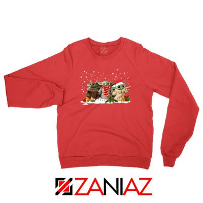 Grogu Snow Christmas Red Sweatshirt
