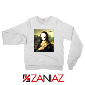 Mona Lisa Alien White Sweatshirt
