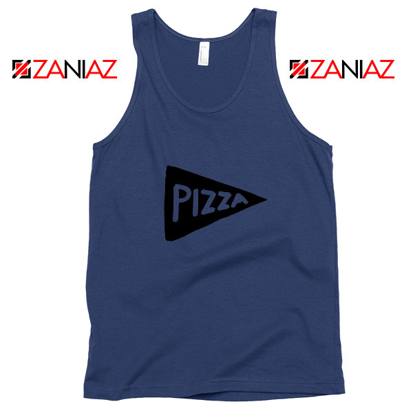 Pizza Graphic Navy Blue Tank Top