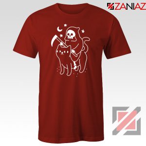 Death Rides Cat Graphic New Red Tshirt