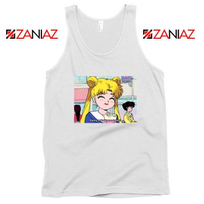 Sailor Moon Eating So Happy Best White Tank Top