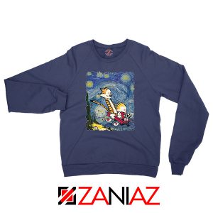 Calvin and Hobbes Stary Night Navy Blue Sweatshirt