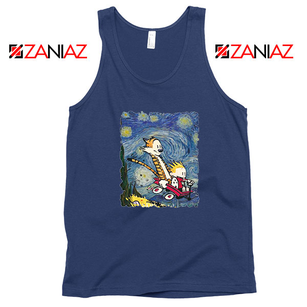 Calvin and Hobbes Stary Night Navy Blue Tank Top