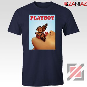 Playboy Girl Butterfly Lip Sexy Navy Blue Tshirt