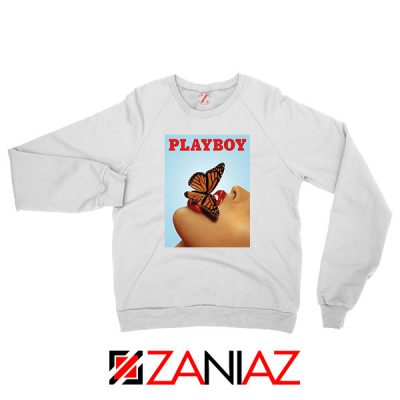 Playboy Girl Butterfly Lip Sexy White Sweatshirt