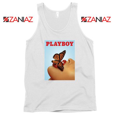 Playboy Girl Butterfly Lip Sexy White Tank Top
