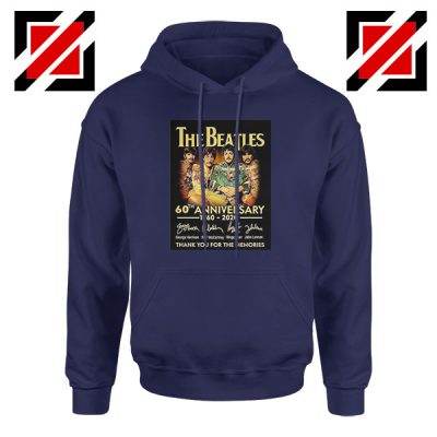 The Beatles Band 60th Anniversary Navy Blue Hoodie