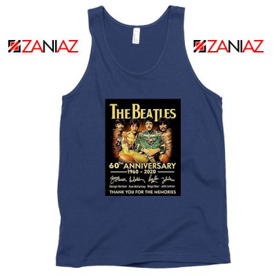 The Beatles Band 60th Anniversary Navy Blue Tank Top