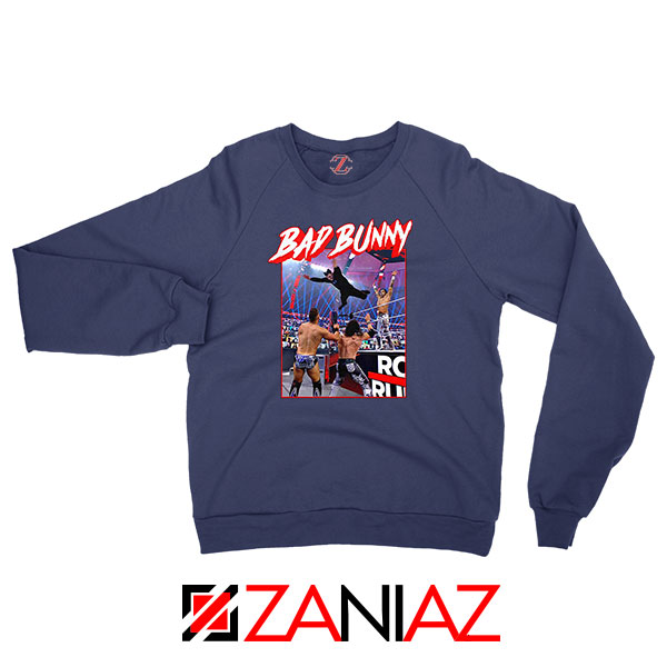 Bad Bunny Rapper Vintage WWE Navy Blue Sweatshirt