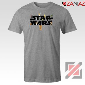 Star Wars Logo Characters Climbing Grey Tshirt