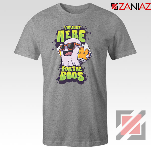 Just Here For The Boos Ghost Graphic Sport Grey Tee
