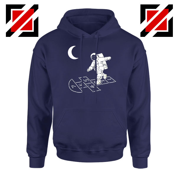 Moon and Astronaut Playing Navy Blue Hoodie
