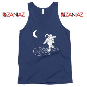 Moon and Astronaut Playing Navy Blue Tank Top