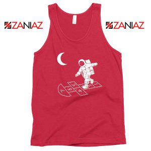 Moon and Astronaut Playing Red Tank Top