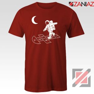 Moon and Astronaut Playing Red Tshirt