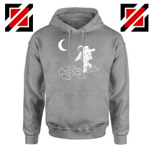 Moon and Astronaut Playing Sport Grey Hoodie