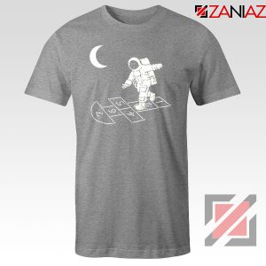 Moon and Astronaut Playing Sport Grey Tshirt
